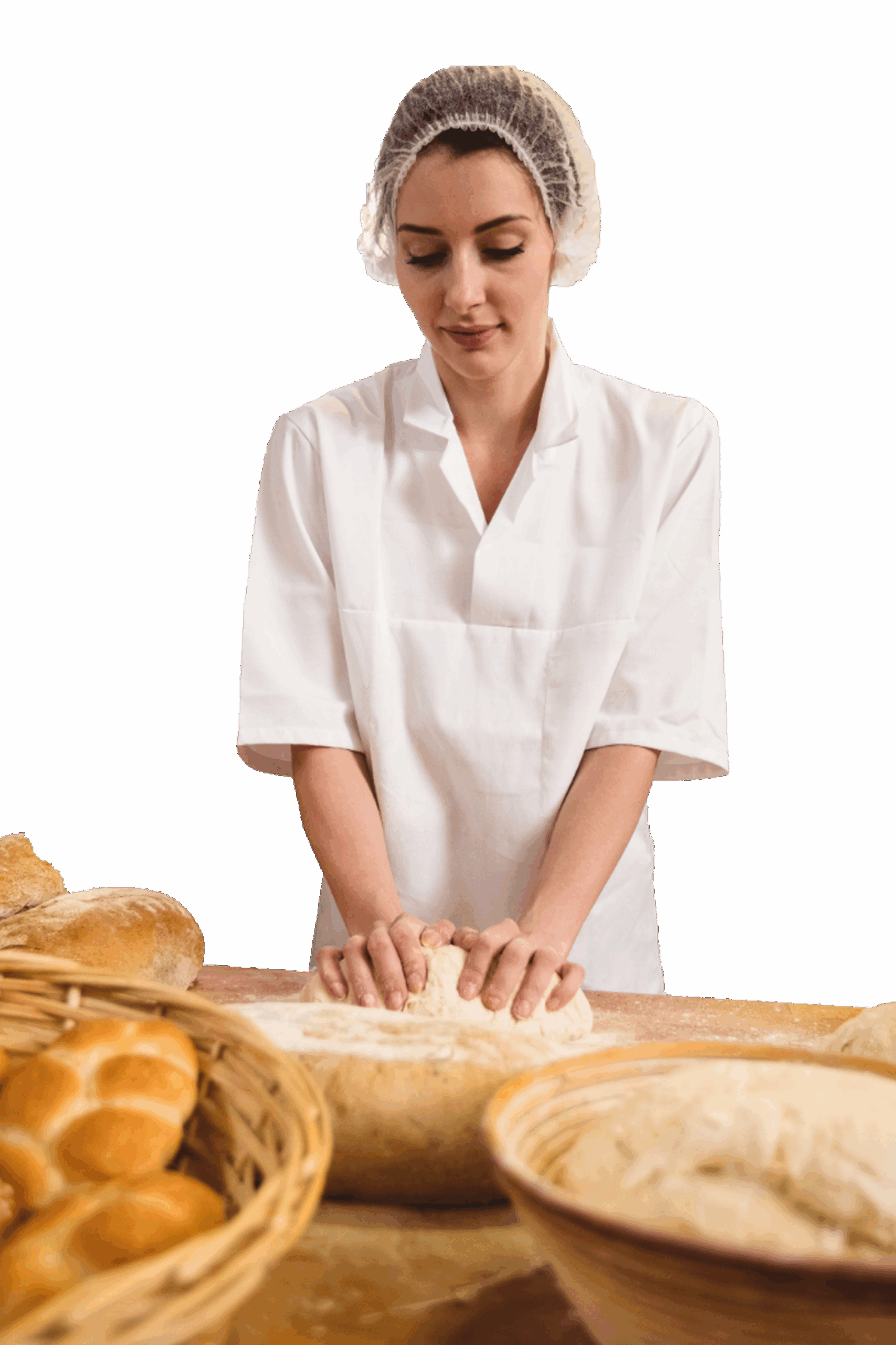 Bäckerin knetet teig